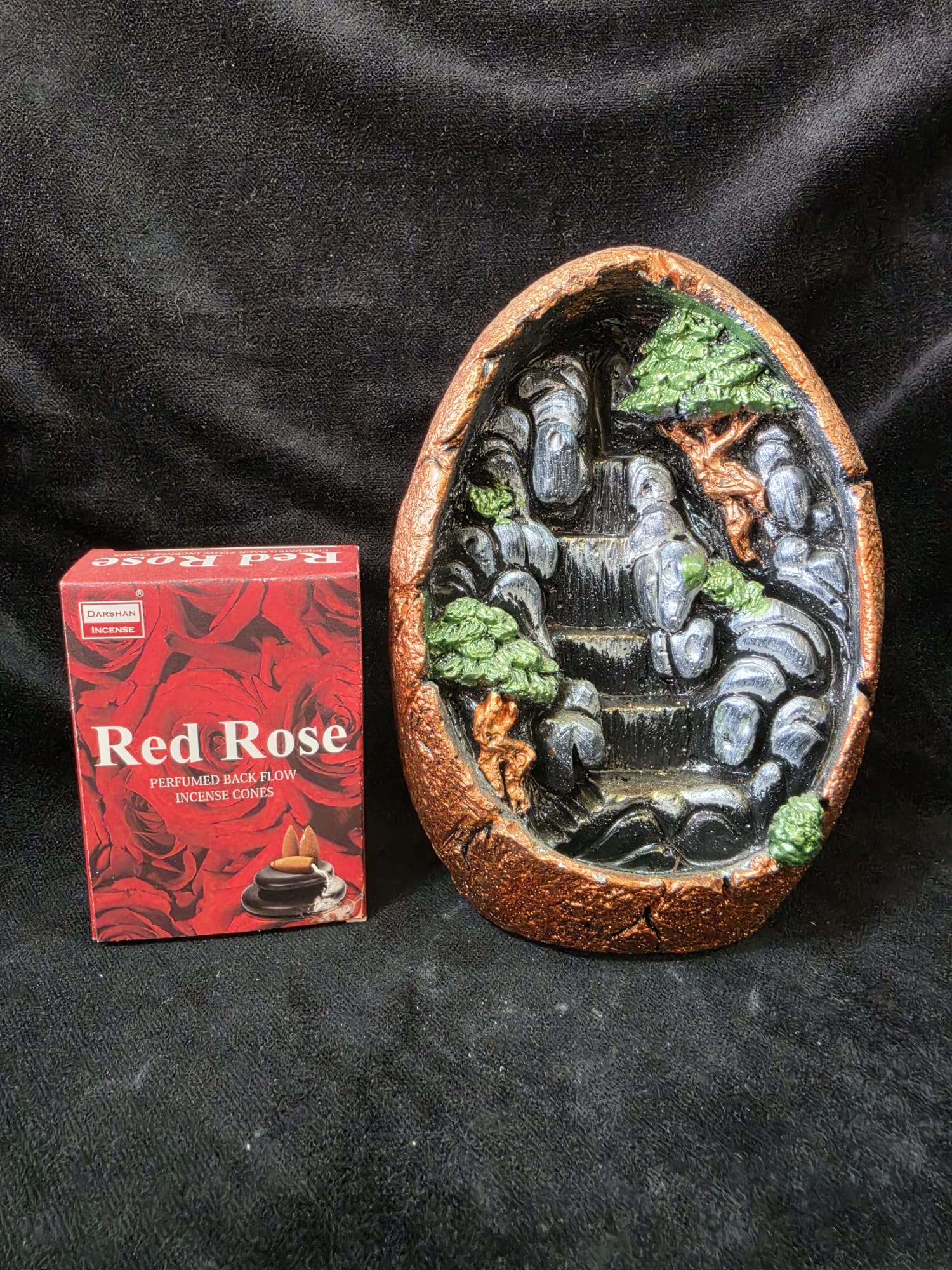 Dekoratif Geri Akışlı Tütsü Şelalesi ve  Red Rose Tütsü Seti